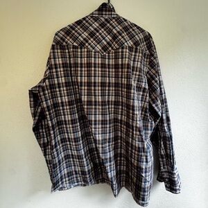 Wrangler Men's Plaid Shirt - Blue and Brown